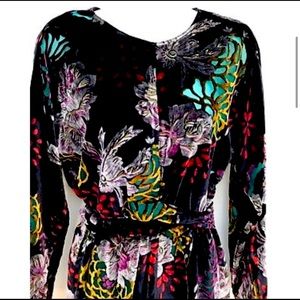 Zara Velvet Draped Floral Midi Dress (size M)